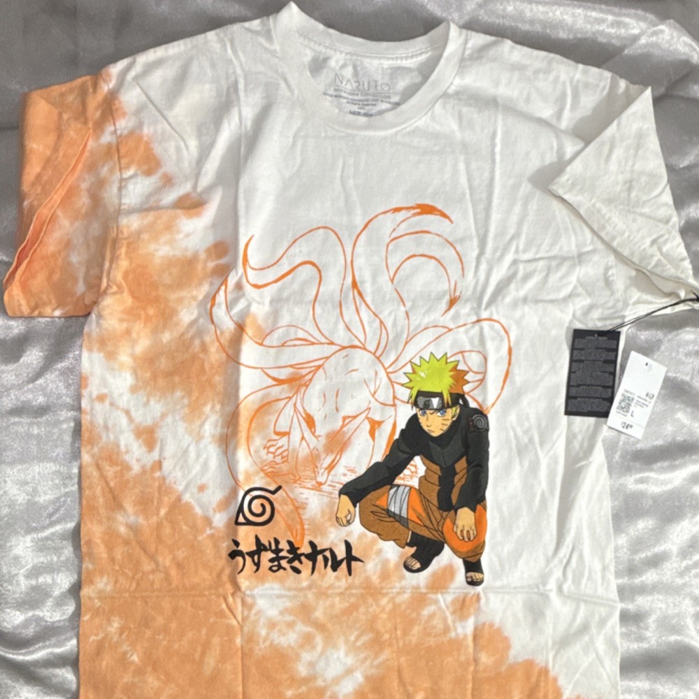 Naruto Shippuden Collection Graphic Men's T-Shirt Orange White Cotton L