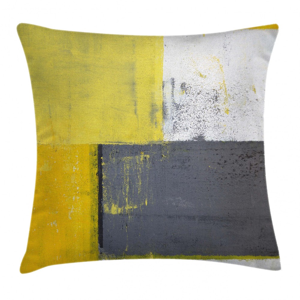 Abstract Light Yellow Square Pillow Cover 16 Inches Cushion Case-image