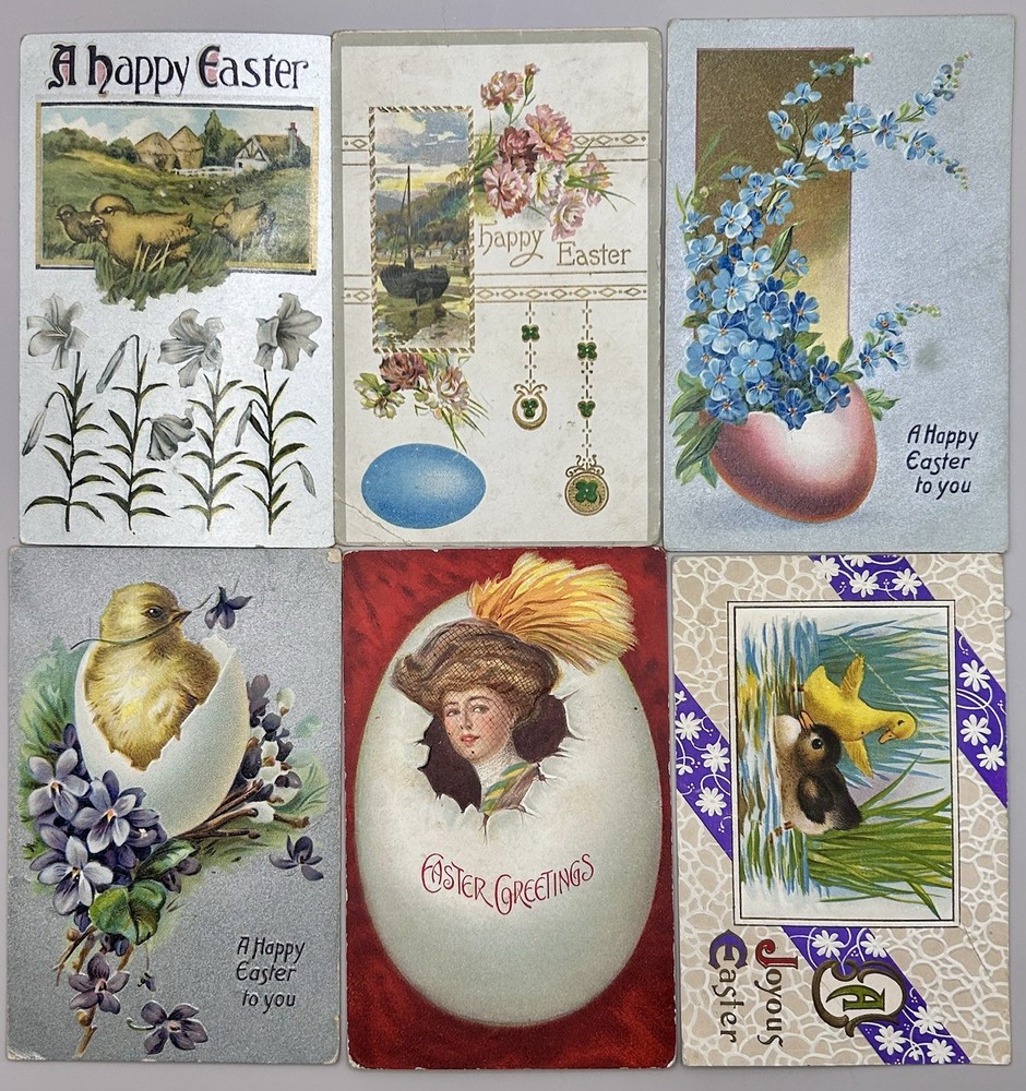 Vintage Early 1900’s Easter Postcards - Lot Of 6 - Used