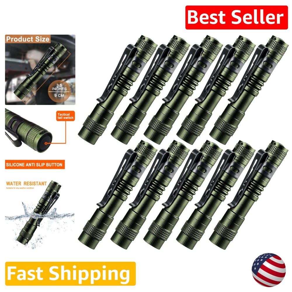 10 Pack Mini LED Flashlight - Ultra Bright Pocket Torch PenLight with Clip