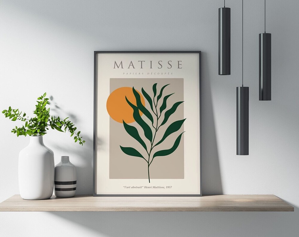 Abstract Art of Plant Leaves and Sun Poster Premium Quality Choose your Size-image