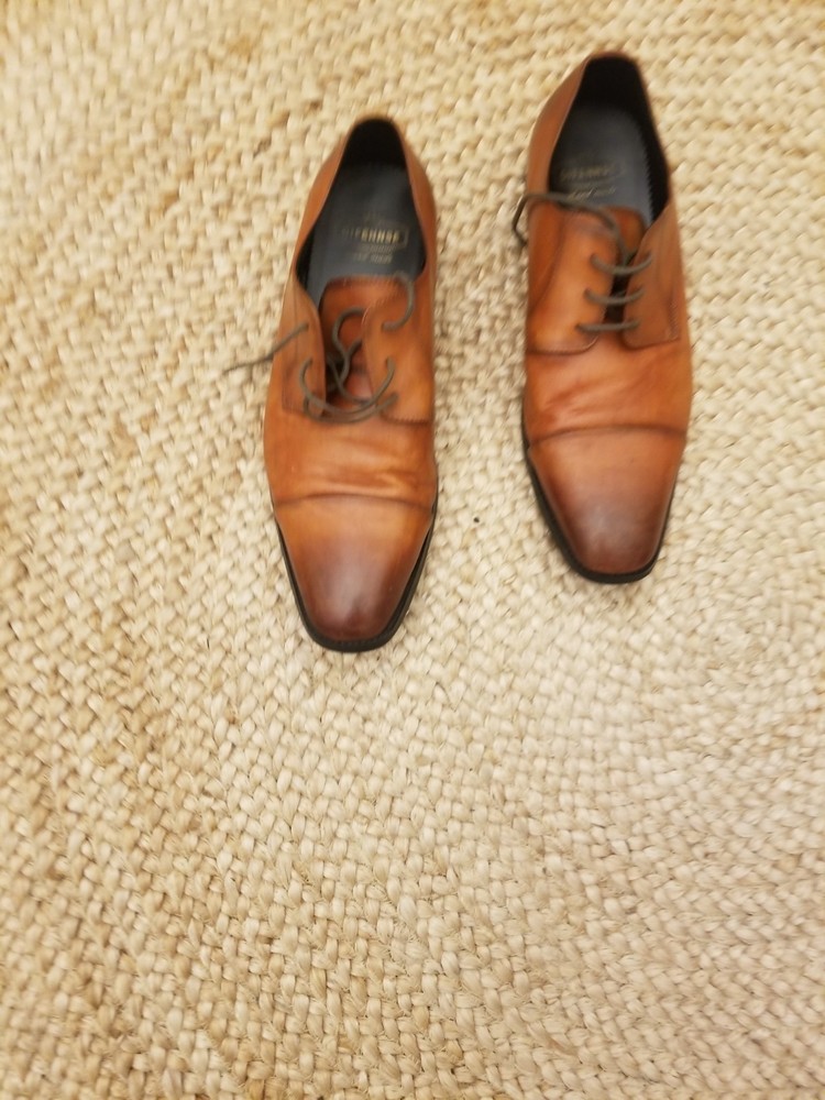 Men’s Brown Leather Oxford Dress Shoes Size 10 Square Toe Lace Up