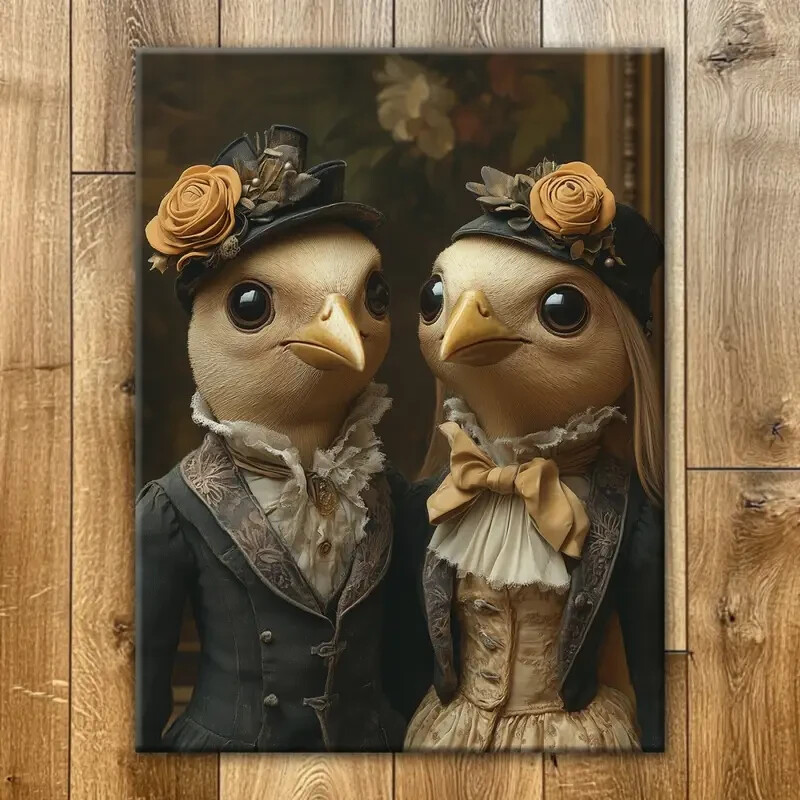 Quirky Vintage Animal Wall Art  Canvas Unframed/Framed