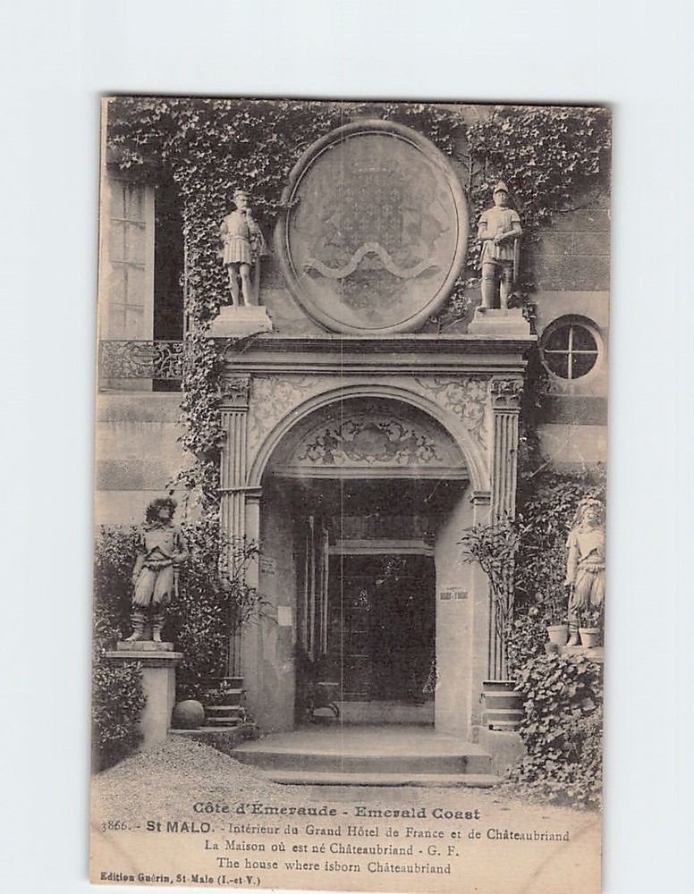Postcard Hôtel de France et Chateaubriand in Saint-Malo France