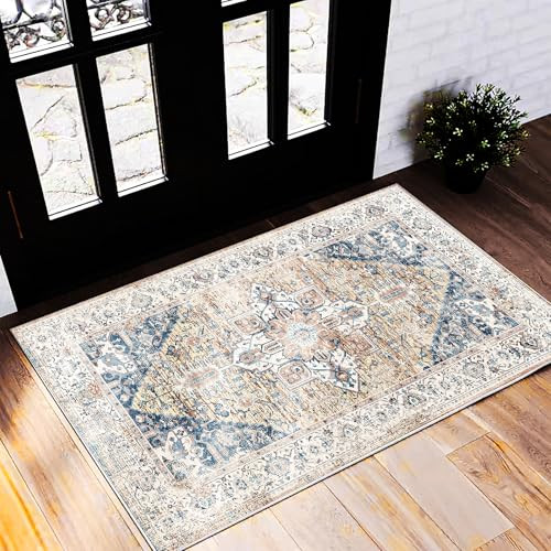 Area Rug 2x3 Washable Rug Door Mat Vintage Distressed Rug Doormat Indoor