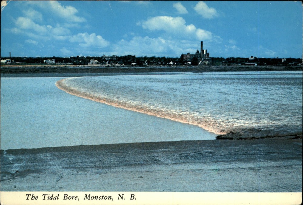 Tidal Bore Moncton New Brunswick Canada ~ postcard sku497