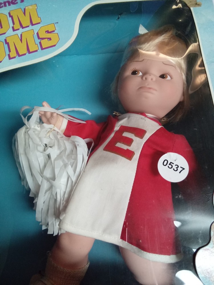 Vintage 1983 Eugene's Little Cheerleader Pom Pom Doll Red Dress