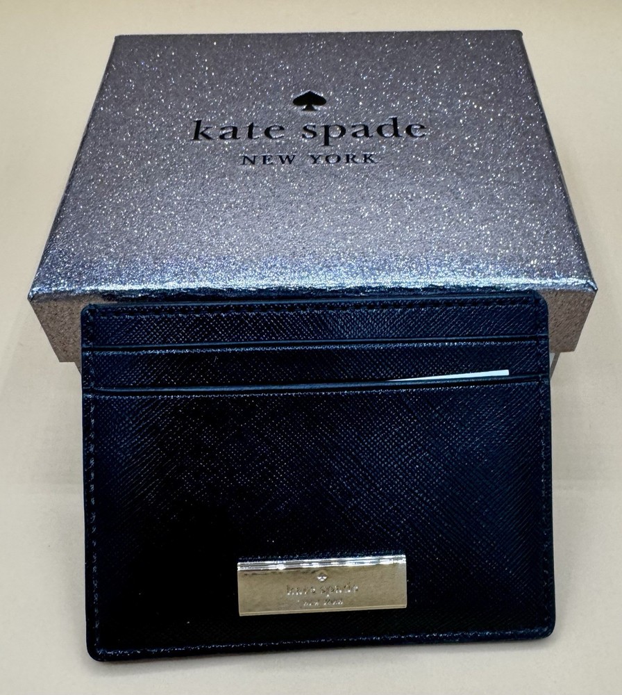Kate Spade New York Black Kenzie  Boxed Slim Card Holder NIB