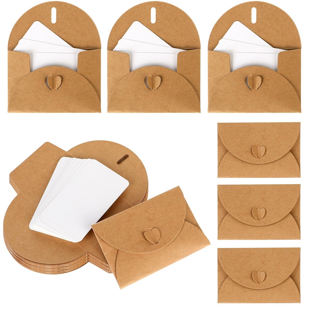 25PCS Mini Envelopes with 25 Blank Cards 4.1 x 2.8 inch Gift Card Holders Cut...