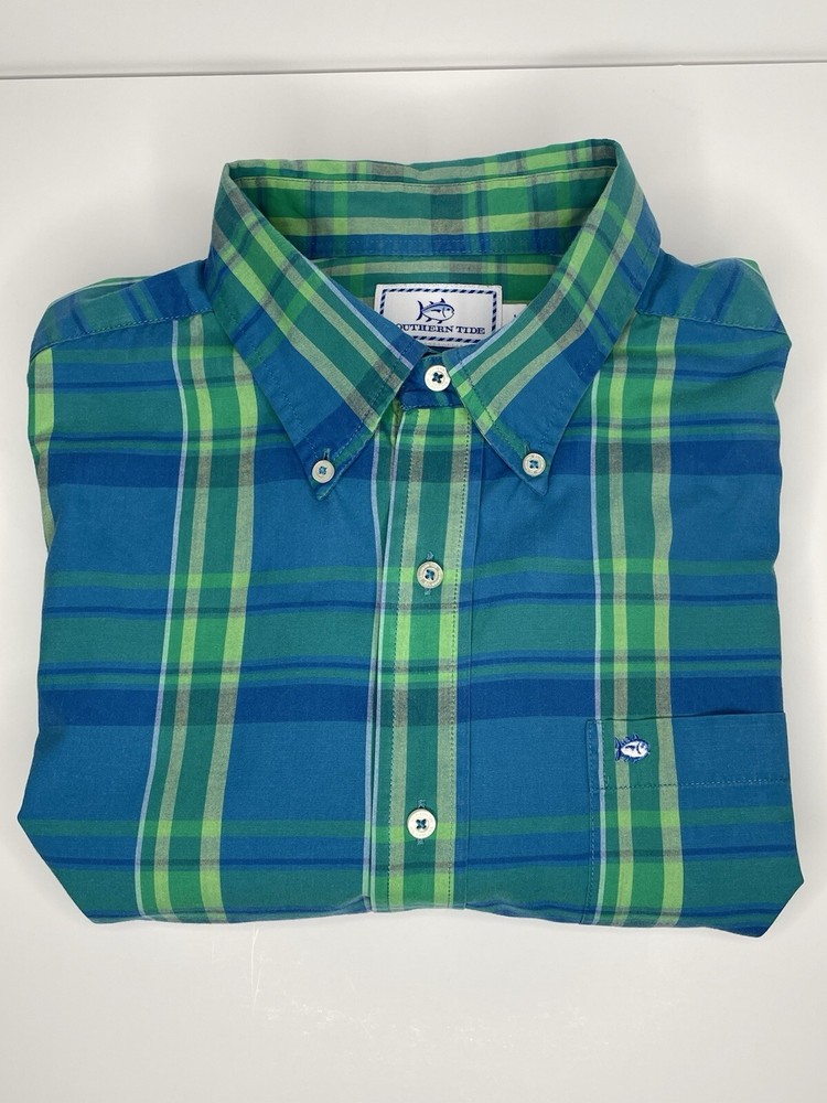 Southern Tide Shirt Mens Large Button Down Classic Fit Green Long Sleeve Casual