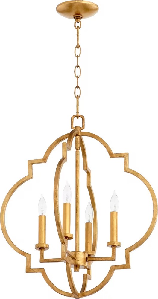 Quorum Dublin 18-Inch 4-Light Gold Leaf Foyer Chandelier