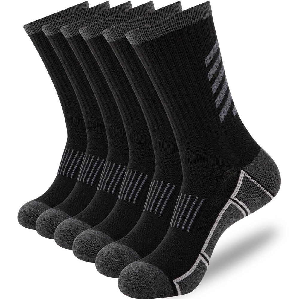Mens Athletic Crew Socks Moisture Wicking Heavy Duty Cushioned Work Socks wit...