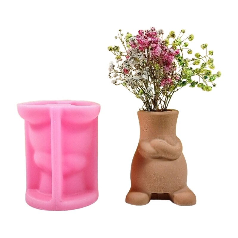 Abstract Human Vase Resin Mold for Succulent Plant Flowerpots Craft-image