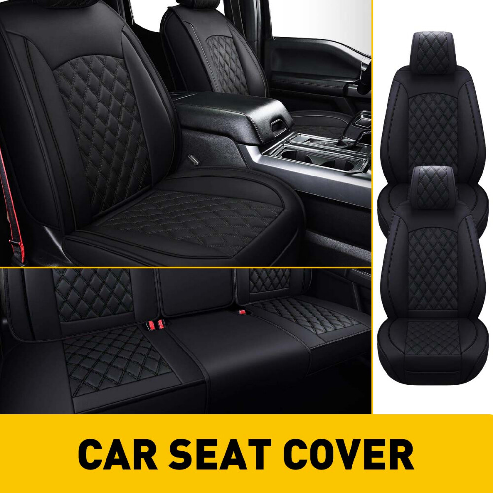 Front Rear Car Seat Covers Leather Protectors For 2009 Ford F150 Lariat Crew Cab