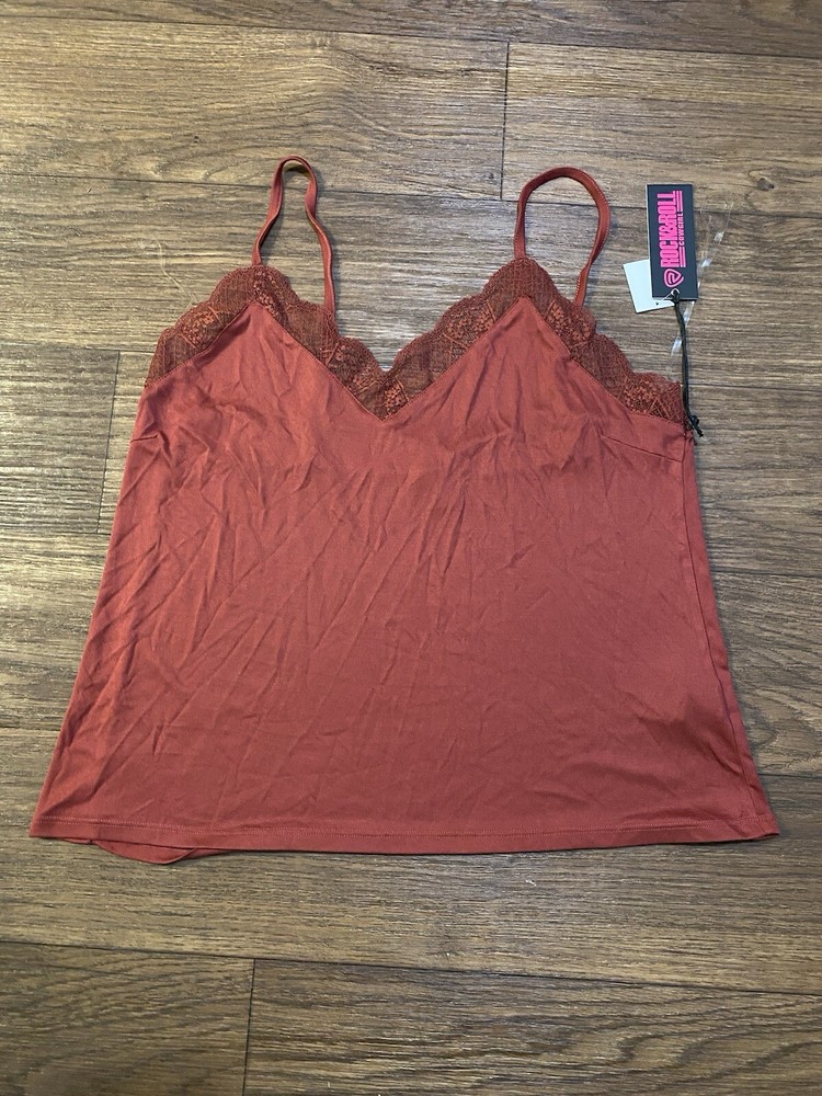 Cami Tank Top V- Neck Lace Trim Adjustable Straps Women XXL Y2k 90s Feminine
