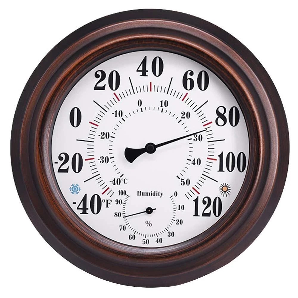 Indoor Outdoor Thermometer - Premium Steel Wall Thermometer Hygrometer for Pa...