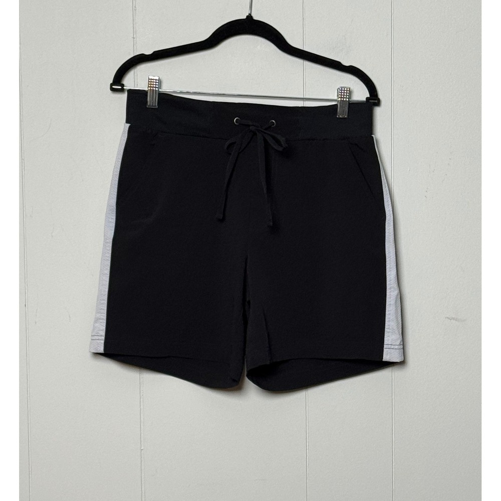Tek Gear Women's Black White Side Stripe Athletic Drawstring Shorts Size Medium