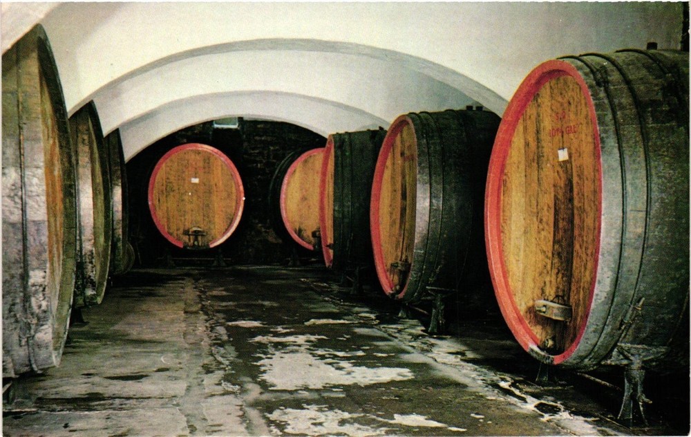 Stone Hill Winery Hermann Missouri Vintage Postcard Wine Cellar Barrels