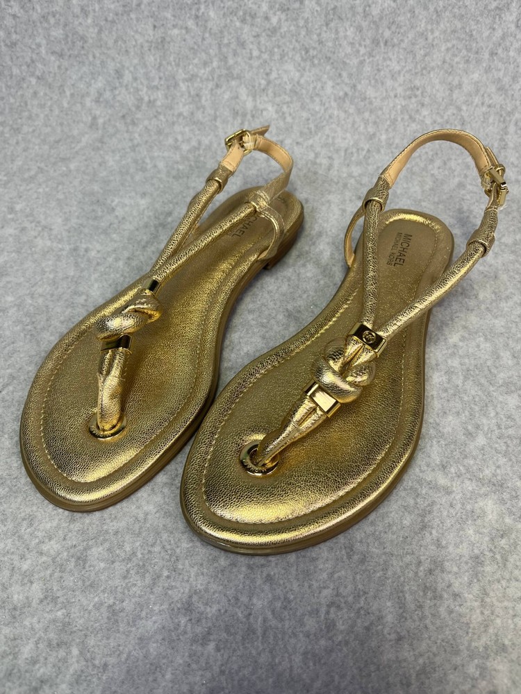 Michael Kors Womens Elmstead Gold Metallic Slide Sandals Open Toe Outdoor