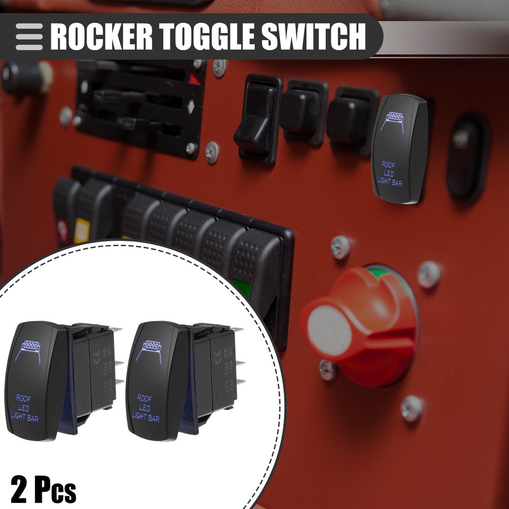 2 Pcs Roof Light Bar 5 Pin Toggle Rocker Switch for Car Boat ATV Blue Laser