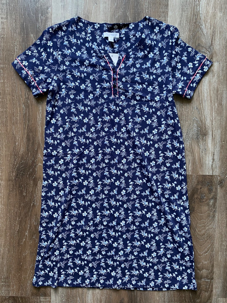CHARTER CLUB Intimates Navy Blue Floral Sleep Shirt Nightgown~Womens Size XS~NWT