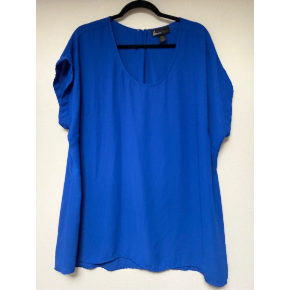 Lane Bryant Women's Blue Blouse Size 18/20 Plus Size Flowy Short Sleeve