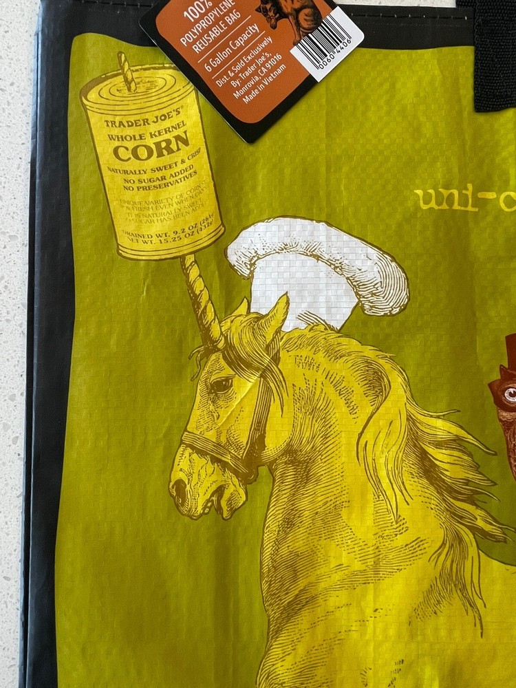 Trader Joe's Reusable Shopping Bag Owl Perky Unicorn Uni-Corny