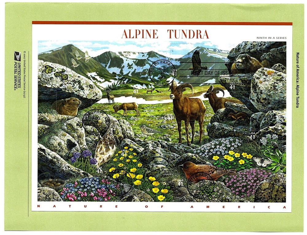 USPS First Day Souvenir Cancellation Page FDC Alpine Tundra Sheet 4198 2007-37