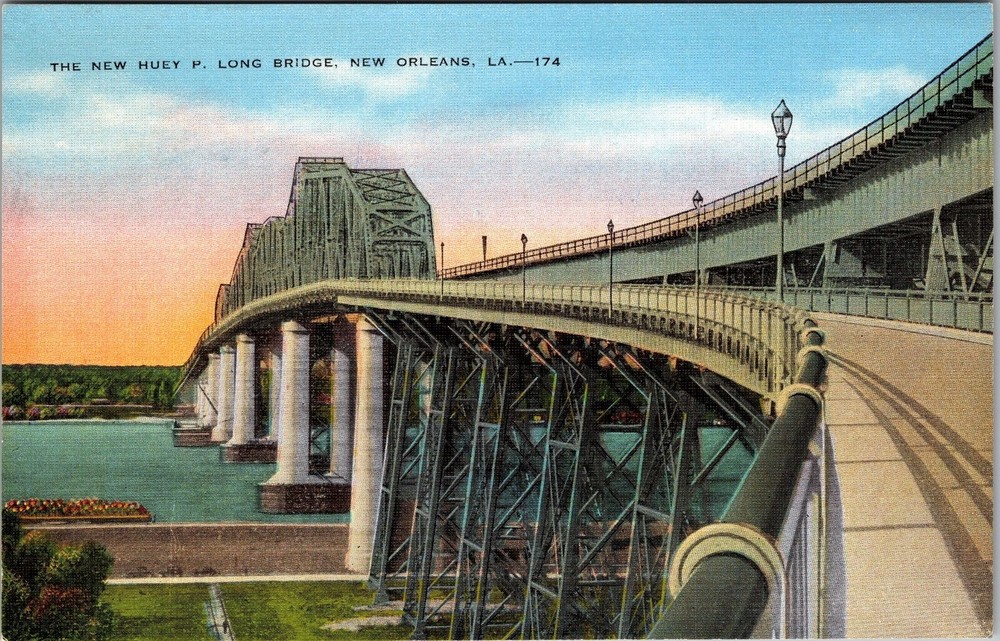 New Orleans LA-Louisiana, New Huey P. Long Bridge, Vintage Postcard