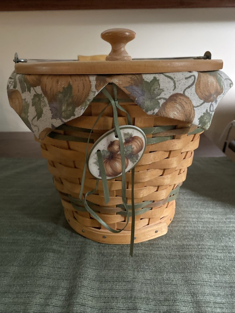 Longaberger Classic Fall Autumn Pail Basket Lid Protector Liner Charm 2002