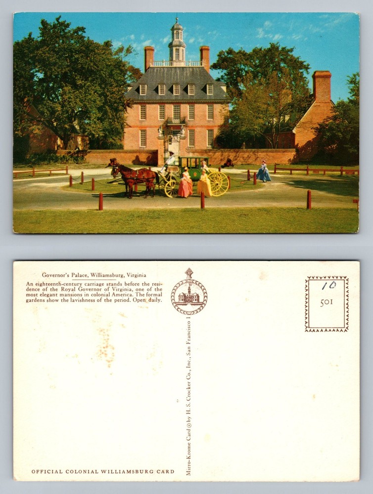 Williamsburg, VA-Virginia, Governor’s Palace Carriage Scene Vintage Postcard