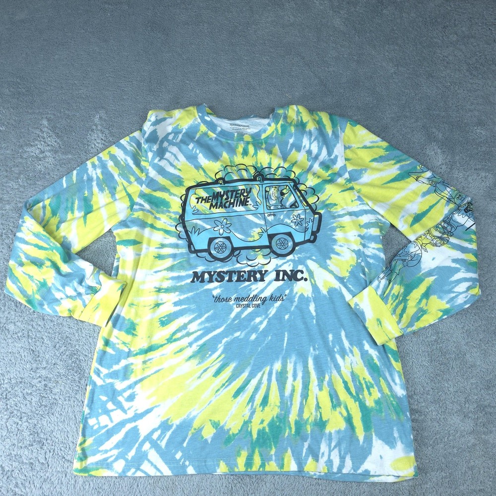 Scooby-Doo Shirt Mens Large Tie Dye Mystery Machine Graphic Long Sleeve Tee