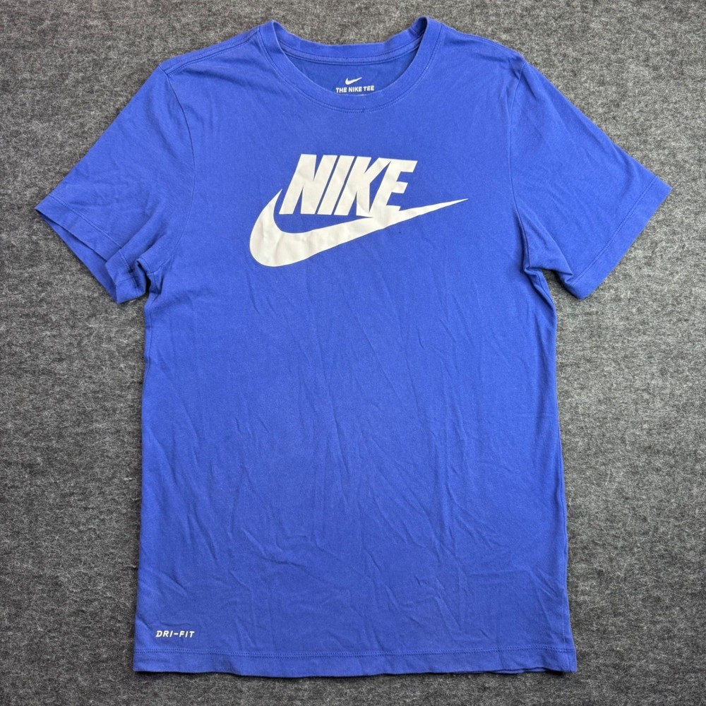 Nike Dri-FIT Graphic T-Shirt Mens Small Blue Swoosh Logo