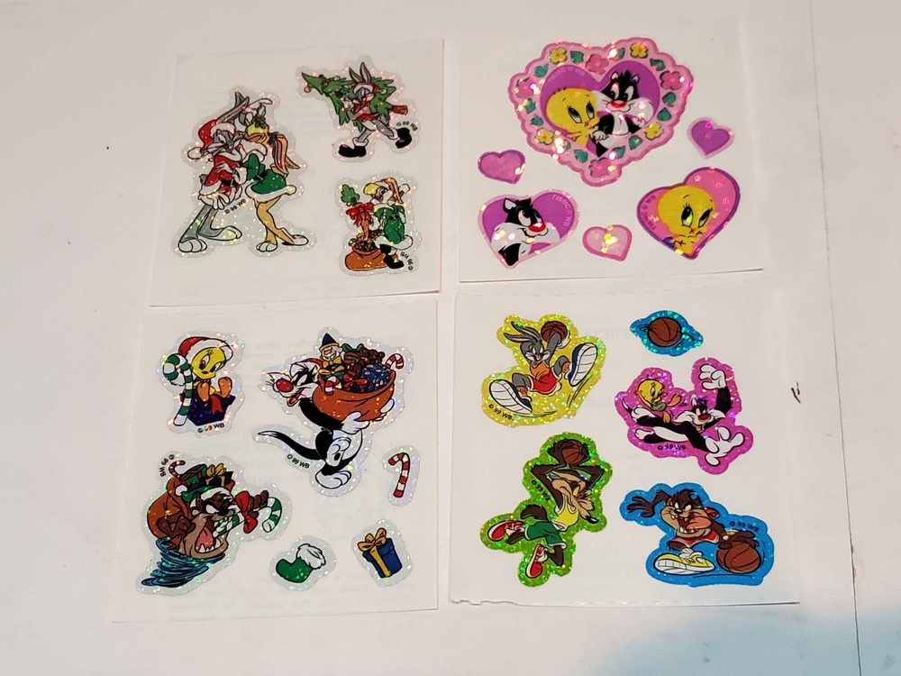 4 mods Sandylion LOONEY TUNES  Valentine Christmas Sports glitter prisma sticker