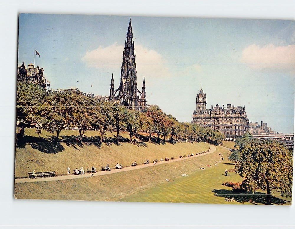 Postcard The Scott Monument and the North British Hotel Edinburgh Scotland