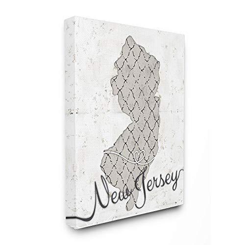 New Jersey Patterned Grey US State, Design by Artist Ziwei Li Wall Art, 30 x ...