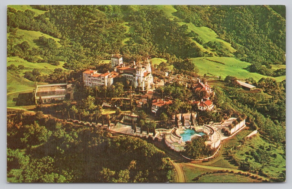 San Simeon California, Hearst Castle Aerial View, Vintage Postcard