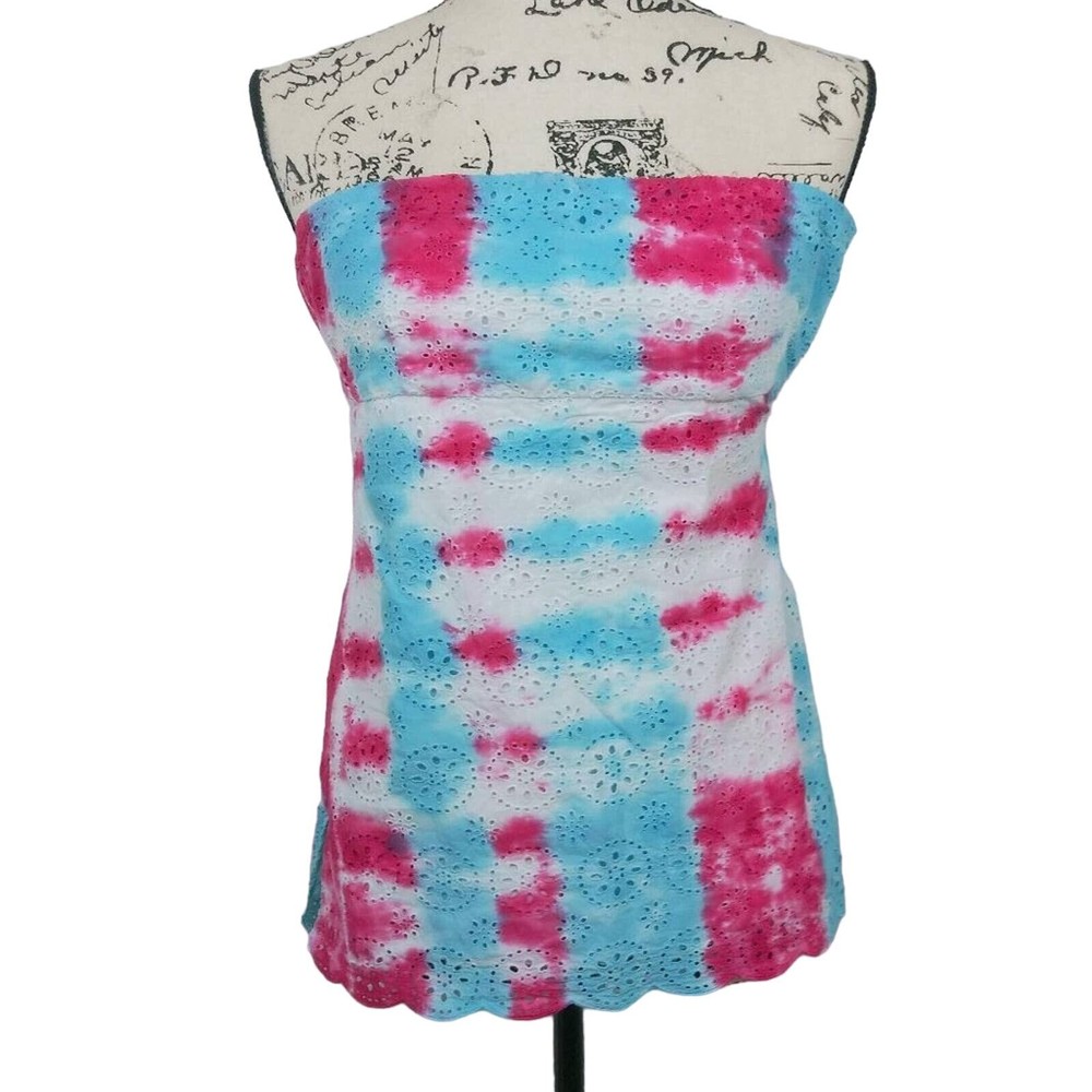 J.Crew Tie Dye  Scalloped lace Strapless Top Size 2