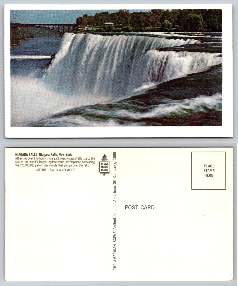 Vintage 1969 Niagara Falls NY Postcard American Oil Company 