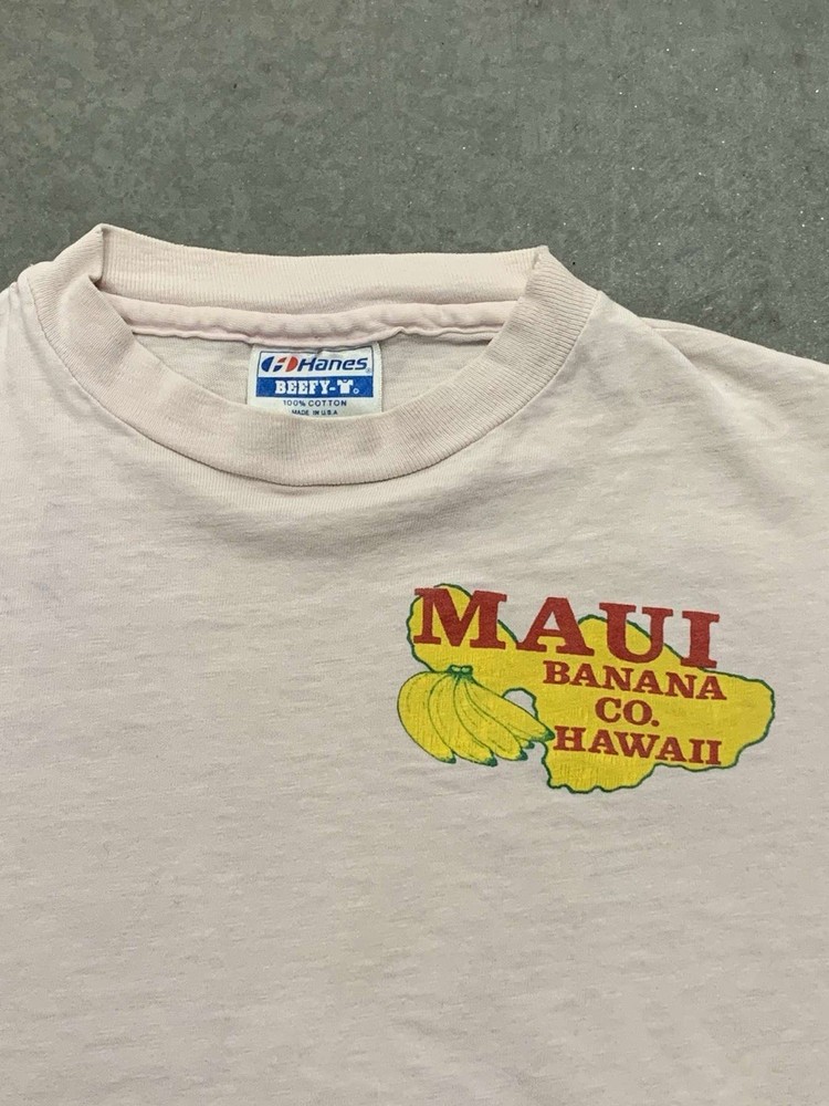 Vintage 80s Maui Banana Co Hawaii Hanes Beefy T Shirt Made USA Single Stitch S