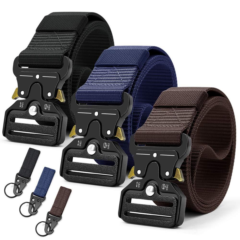 DOOPAI Tactical Belt for Men, 3 Pack Military Nylon Web with Quick Release He...