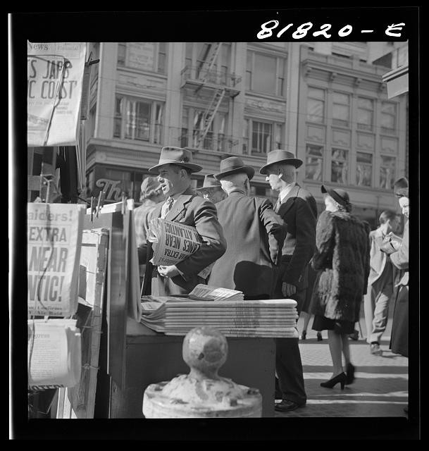 San Francisco California 1941 Pearl Harbor Aftermath Market Street Newsstand