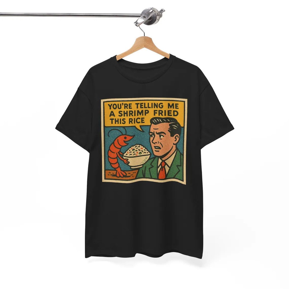 Shrimp Fried Rice Meme T-Shirt: Funny Retro Comic Tee, Soft Cotton