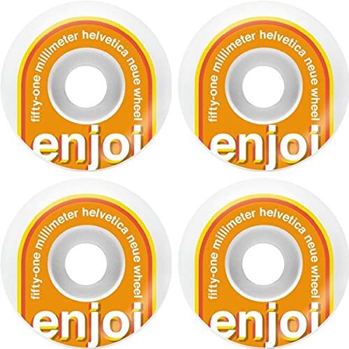 Enjoi Skateboards Helvetica White/Orange Skateboard Wheels - 51mm 99a (Set of 4)