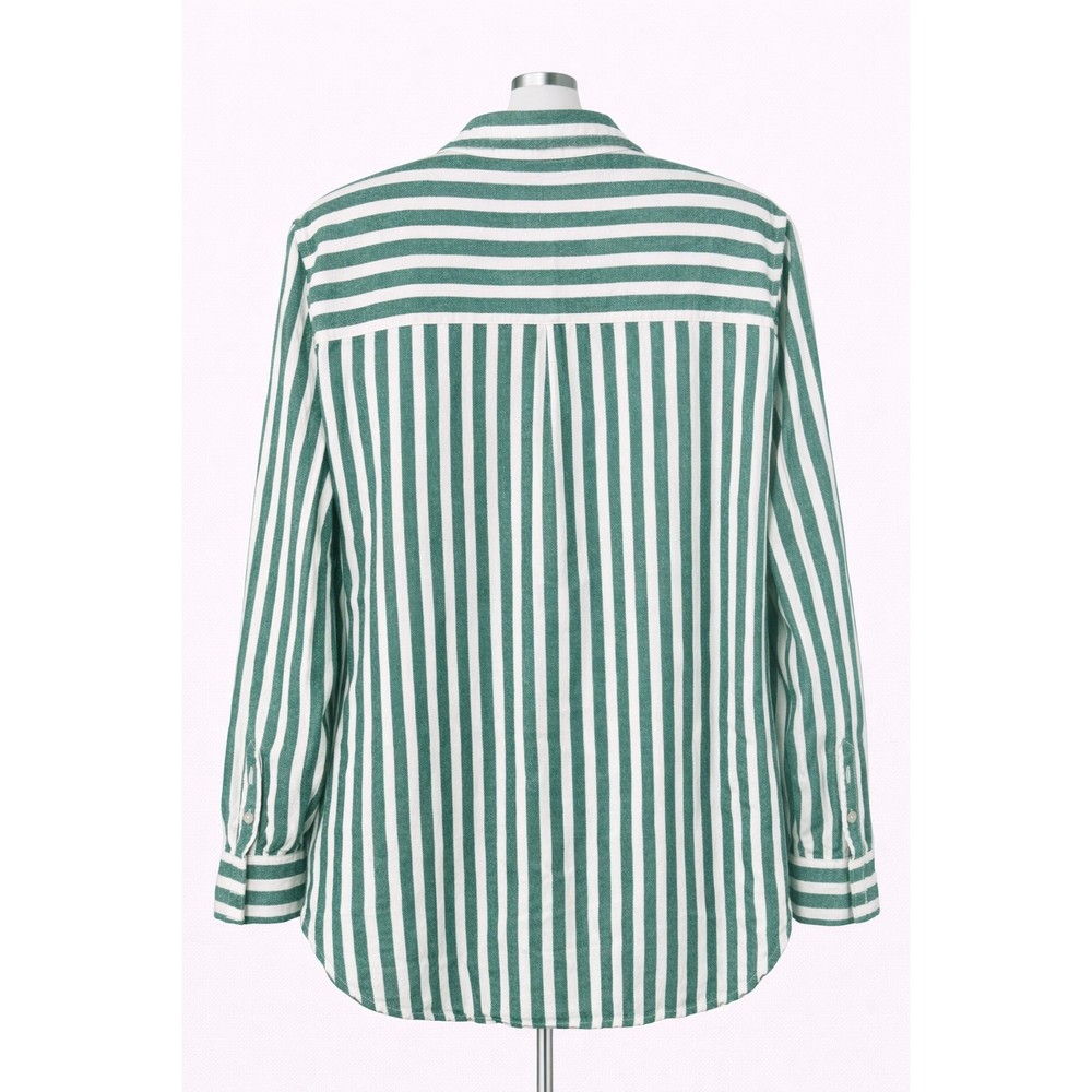 Universal Threads Linen Striped Button Down Shirt Women Size L Coastal Preppy