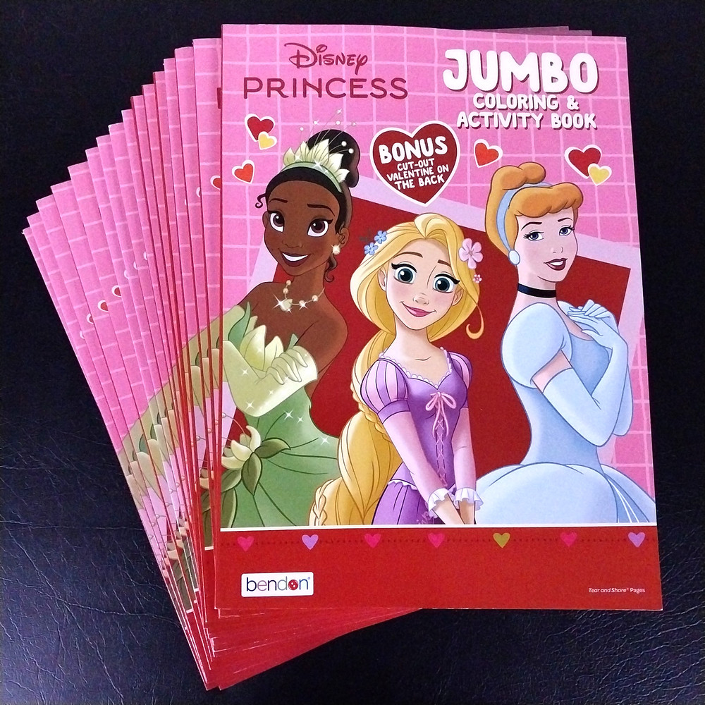 Lot of 16 Disney Princess Jumbo Coloring and Activity Books - Valentine's Day
