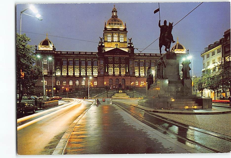 Postcard National Museum Wenceslas Square in Prague Czech Republic
