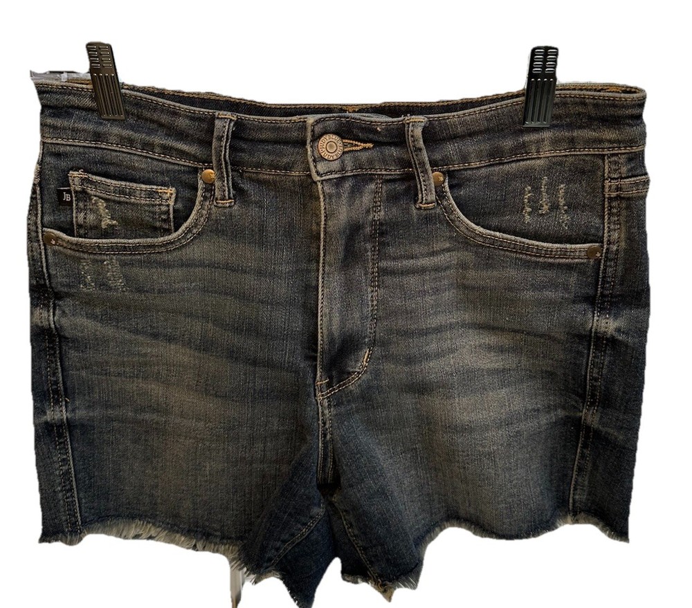 Judy Blue Denim Shorts Women's Size Medium Mid-Rise Cut-off Dark Wash Stretch