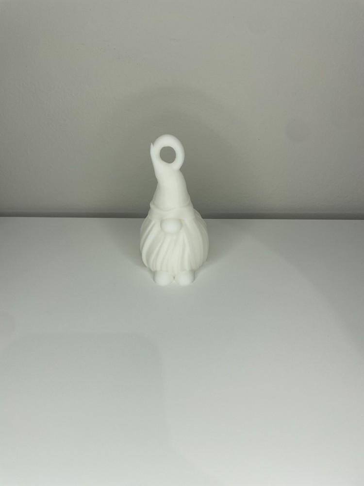 3D Printed Gnome Christmas Tree Ornament White PLA Plastic