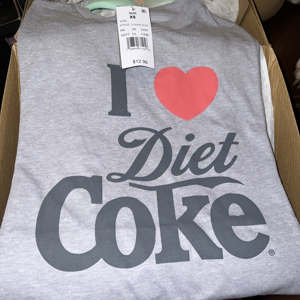 I Love Diet Coke Gray Graphic T-Shirt Women Short Sleeve Tee Size XS NWT